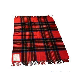 Onkaparinga Red Plaid Throw Blanket 40x36 Wool Made In Australia